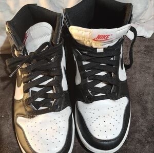 Nike Black and White High-Tops with Red Logo